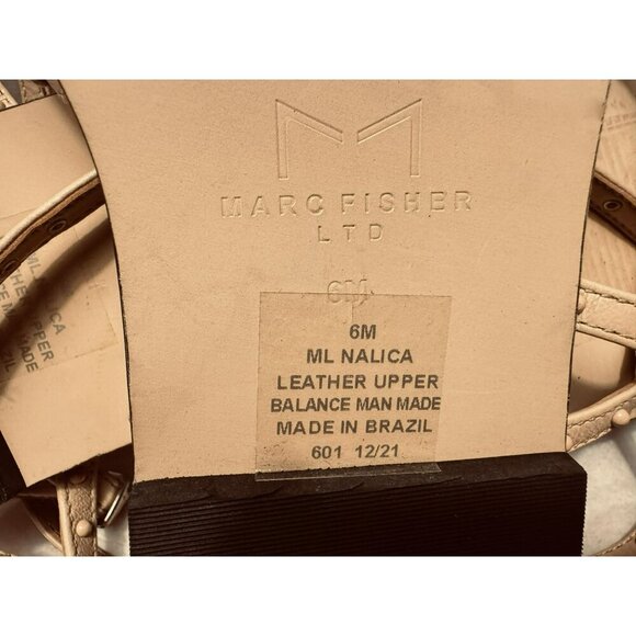 Marc Fisher NALICA Nude Leather Studded Strappy Wrap Sandal SZ 6M Square Toe NEW - Picture 8 of 10